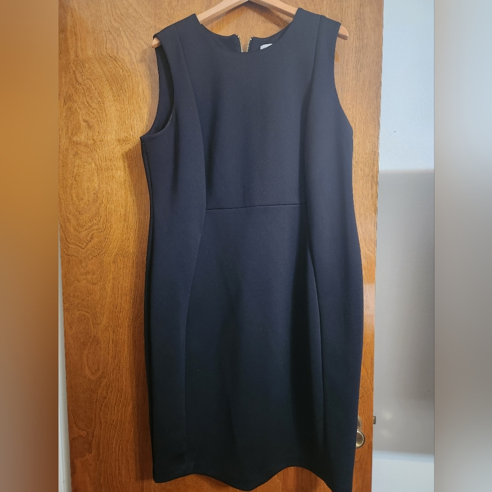 Calvin Klein Black Sleeveless, Zip Dress Size 18